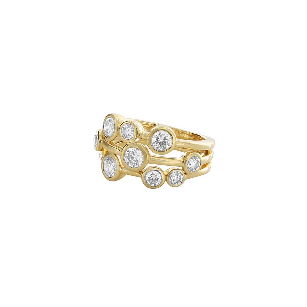 London Collection Yellow Gold 3 Row Diamond Ring