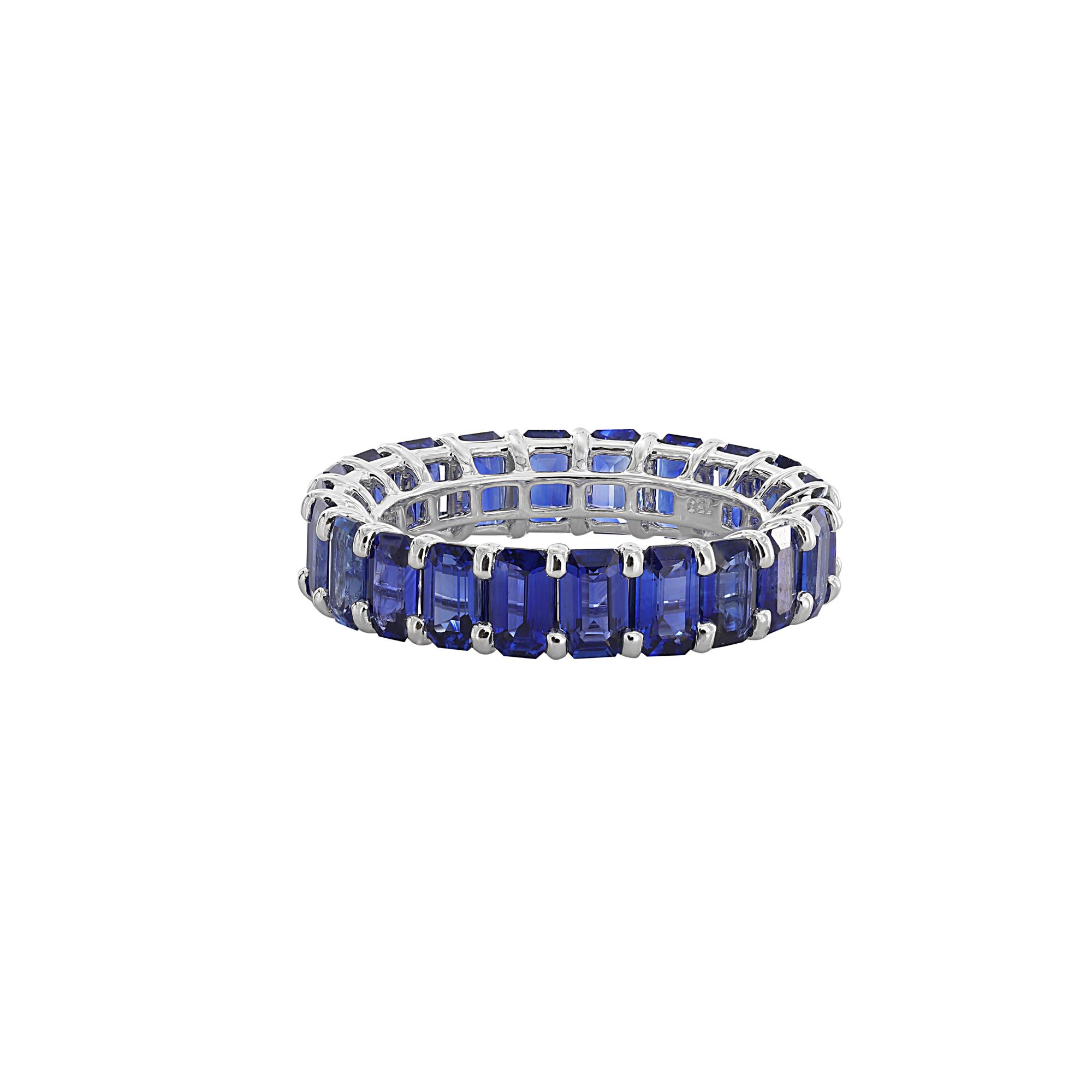 London Collection White Gold Emerald Cut Sapphire Ring