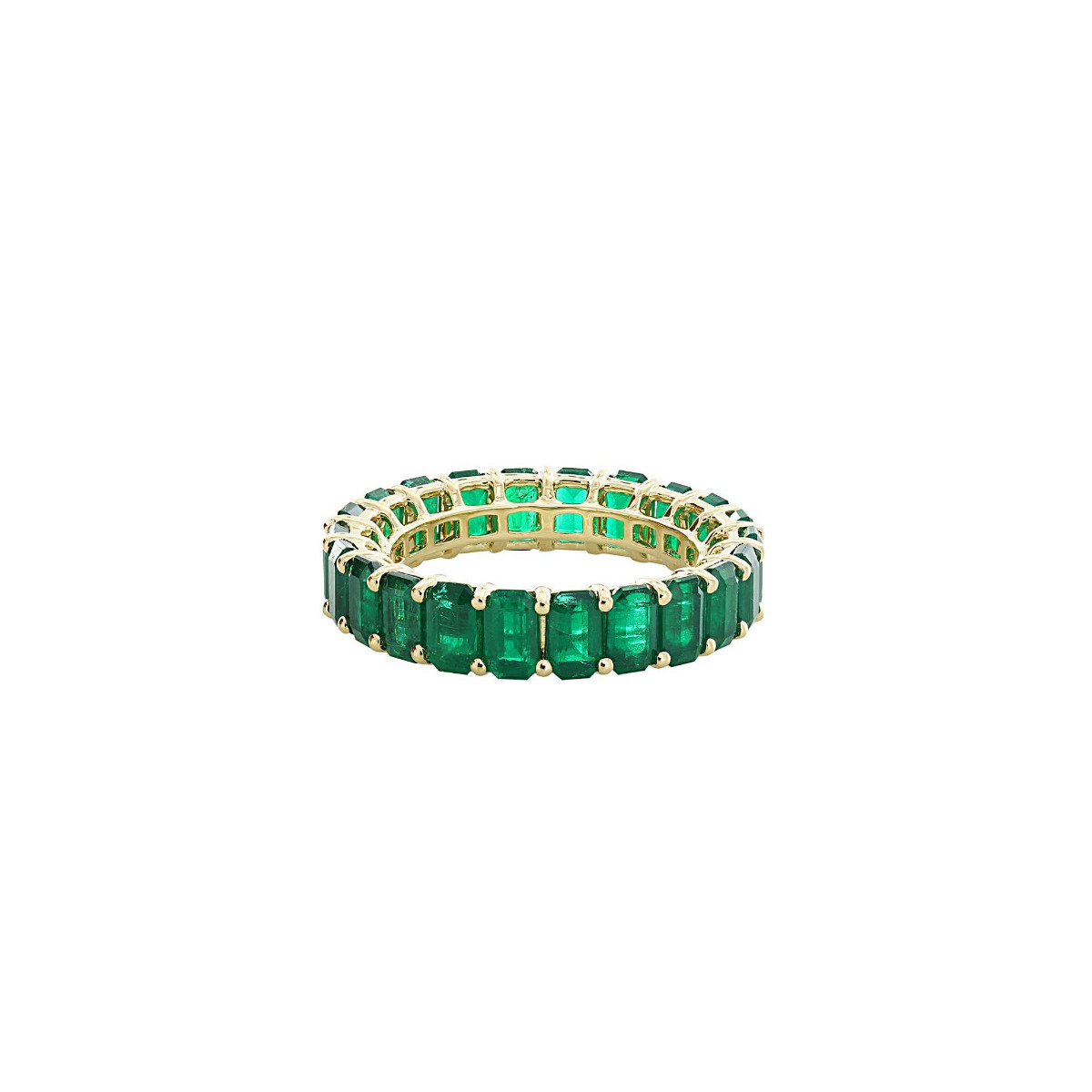 London Collection 18k Yellow Gold Emerald Cut Gemstone Eternity Band