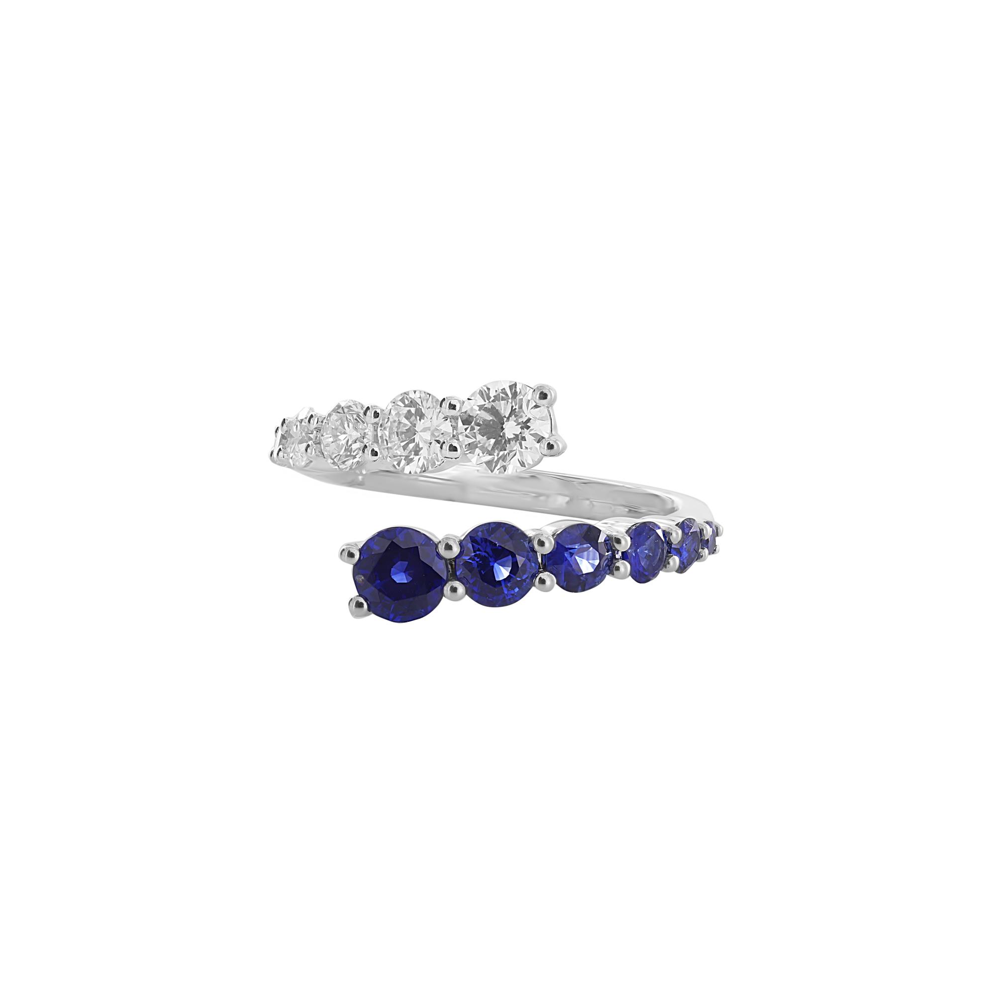 London Collection White Gold Blue Sapphire and Diamond Spiral Ring