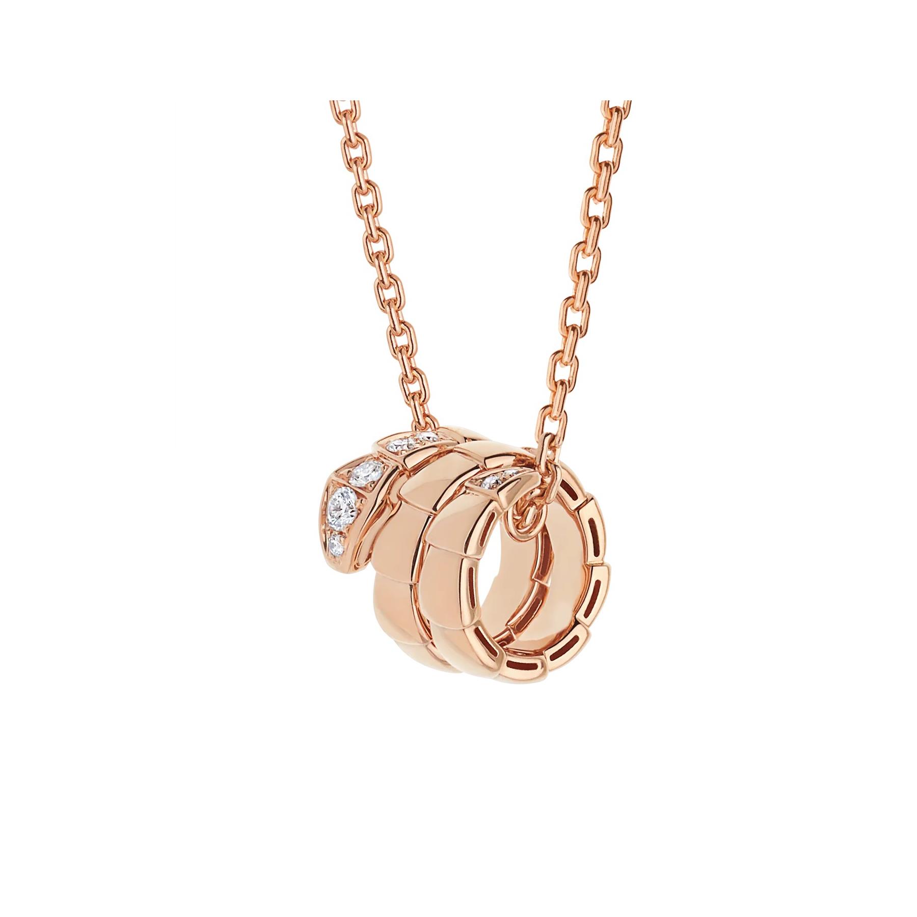 Bvlgari Serpenti Viper 18k Rose Gold Diamond Pendant Necklace