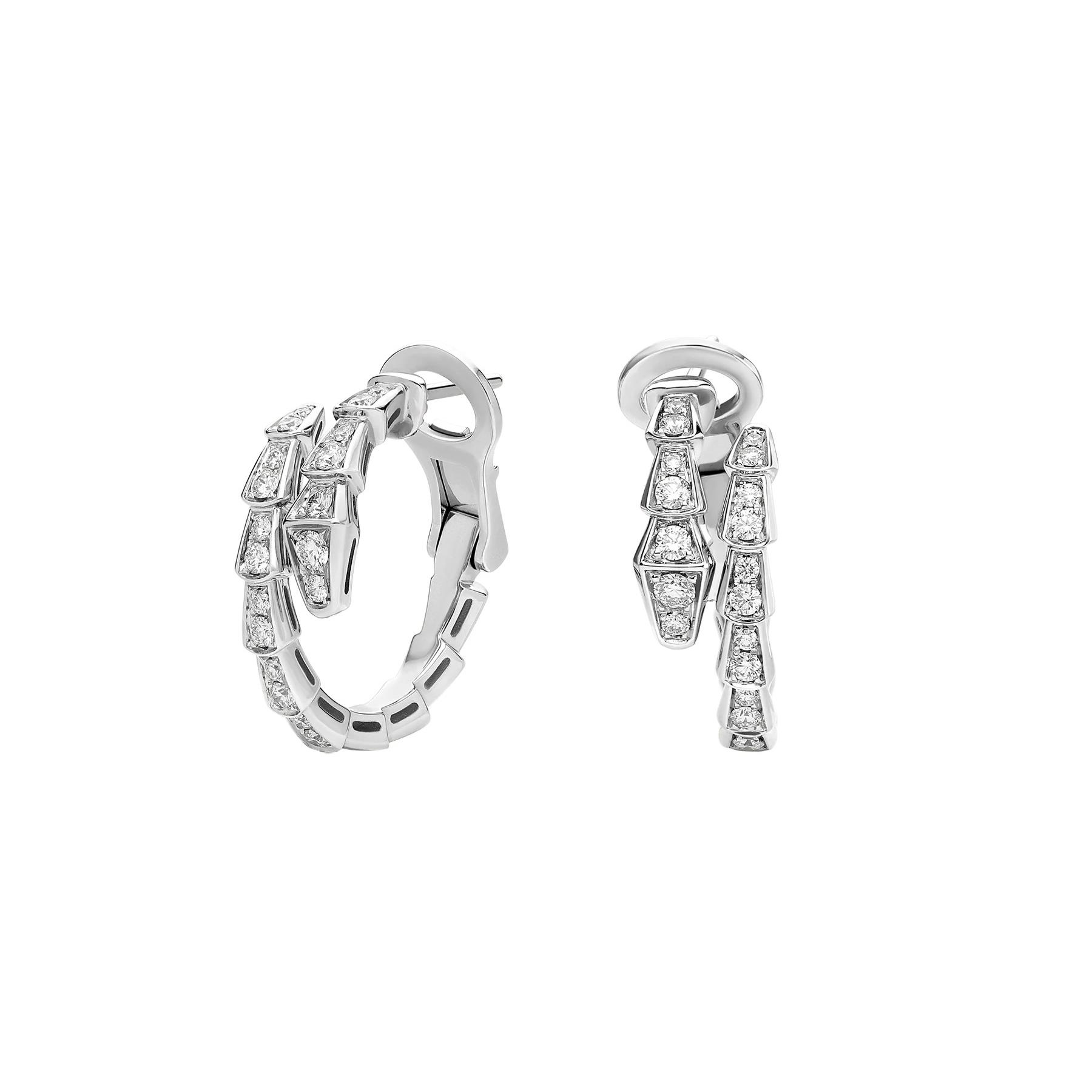 Bvlgari Serpenti Viper 18k White Gold Pave Diamond Earrings