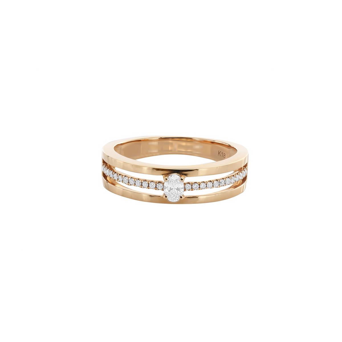 London Collection 18k Rose Gold Oval and Pave Diamond Ring