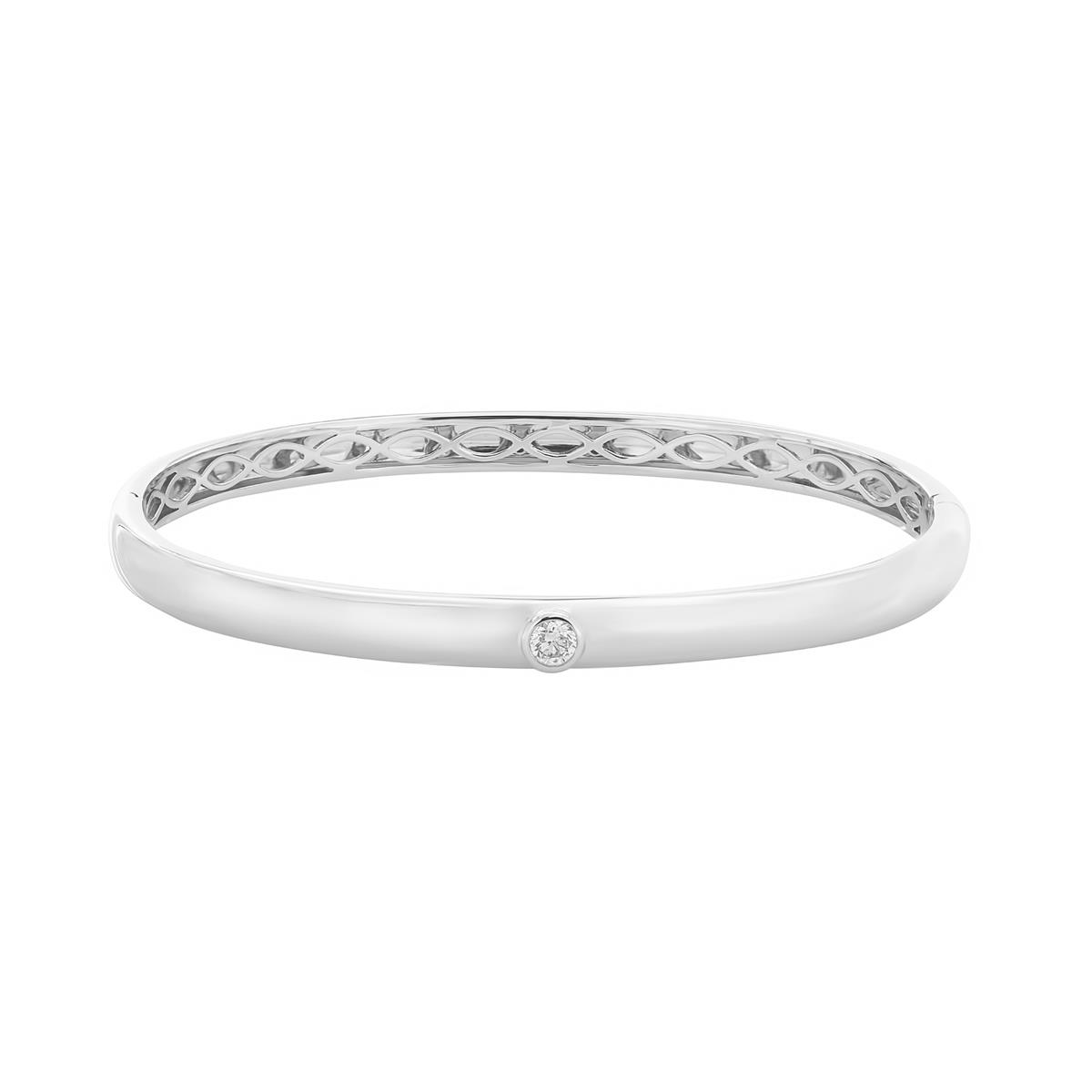 London Collection 18k White Gold Bezel Set Round Diamond Bangle