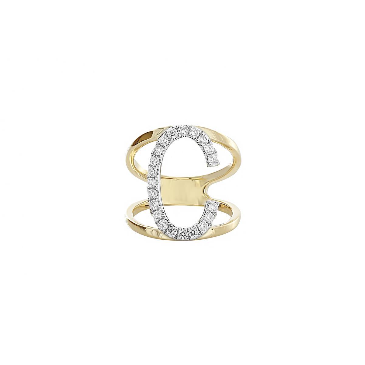 London Collection 14k Yellow and White Gold Diamond Initial "C" Ring