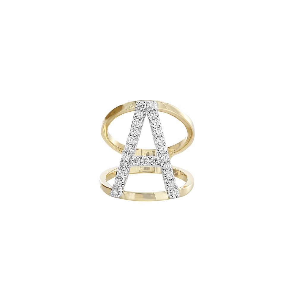 London Collection Two Tone Diamond "A" Ring