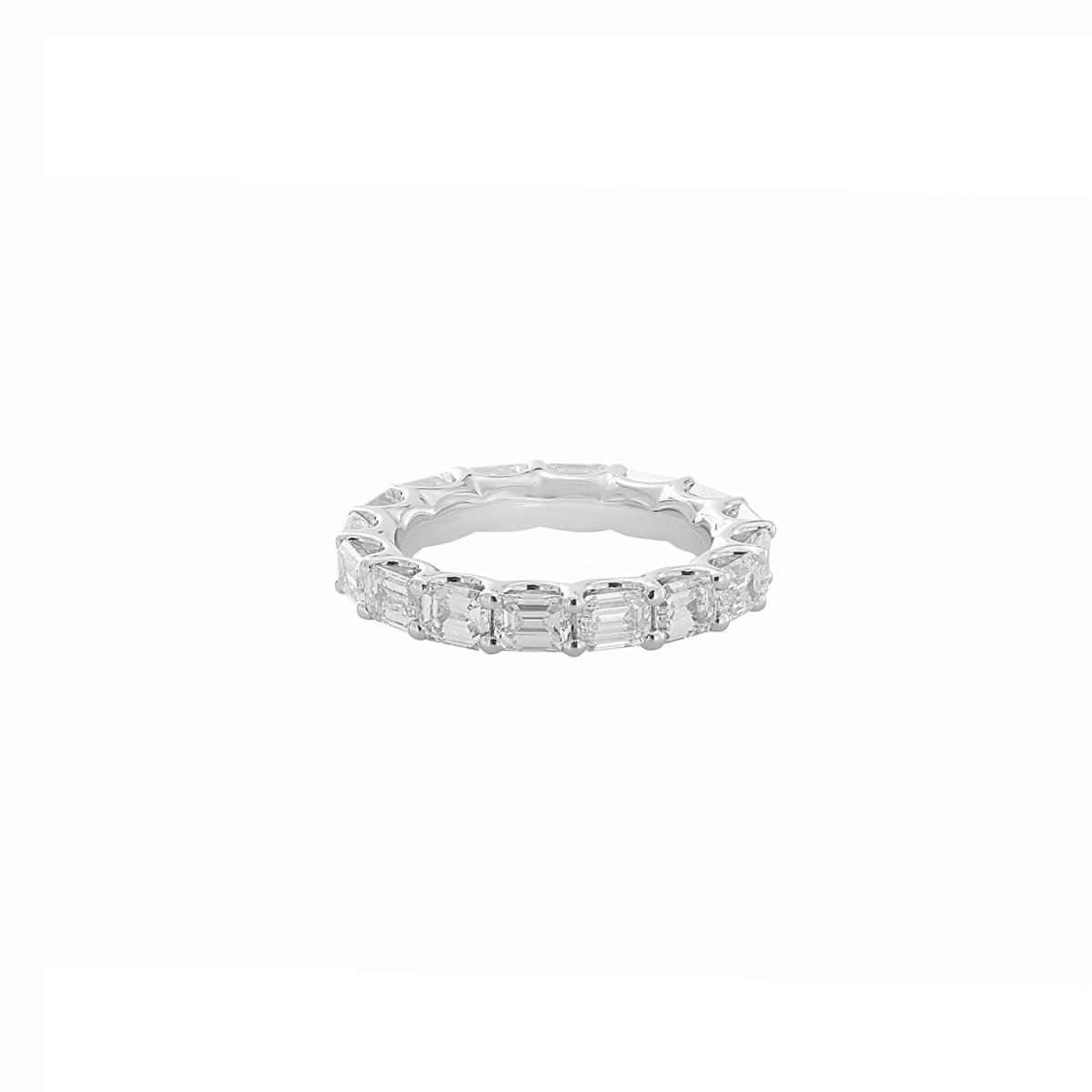 London Collection 14k White Gold 16 Emerald Cut Diamond East West Eternity Band