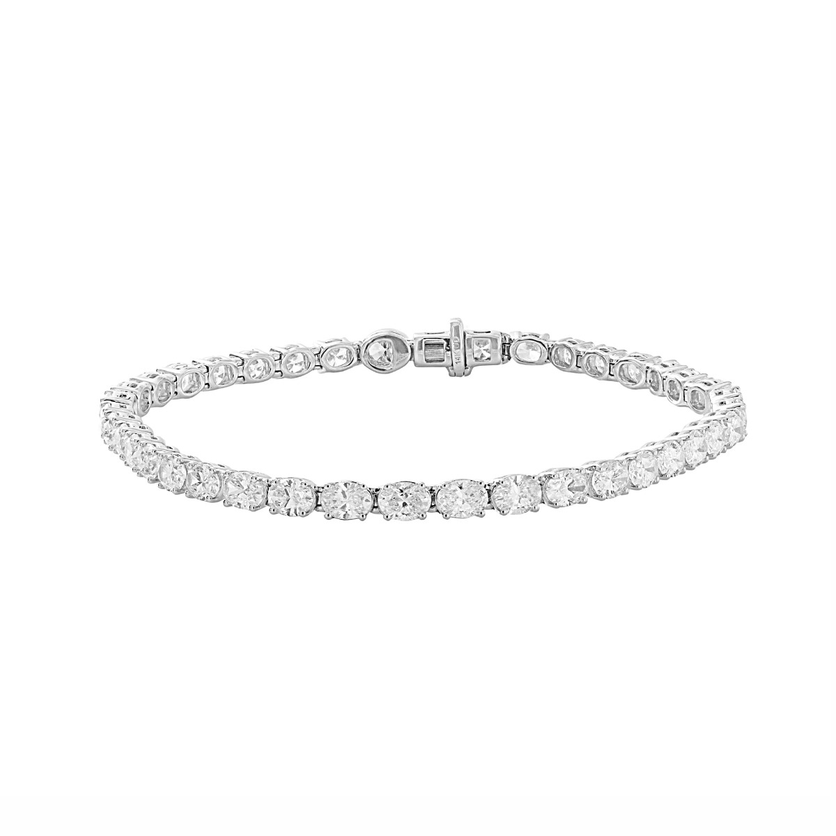 London Collection 14k White Gold East-West Oval Diamond Tennis Bracelet