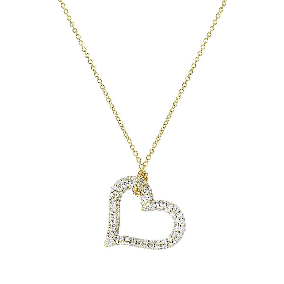 London Collection 18k Gold Pave Diamond Heart Pendant Necklace