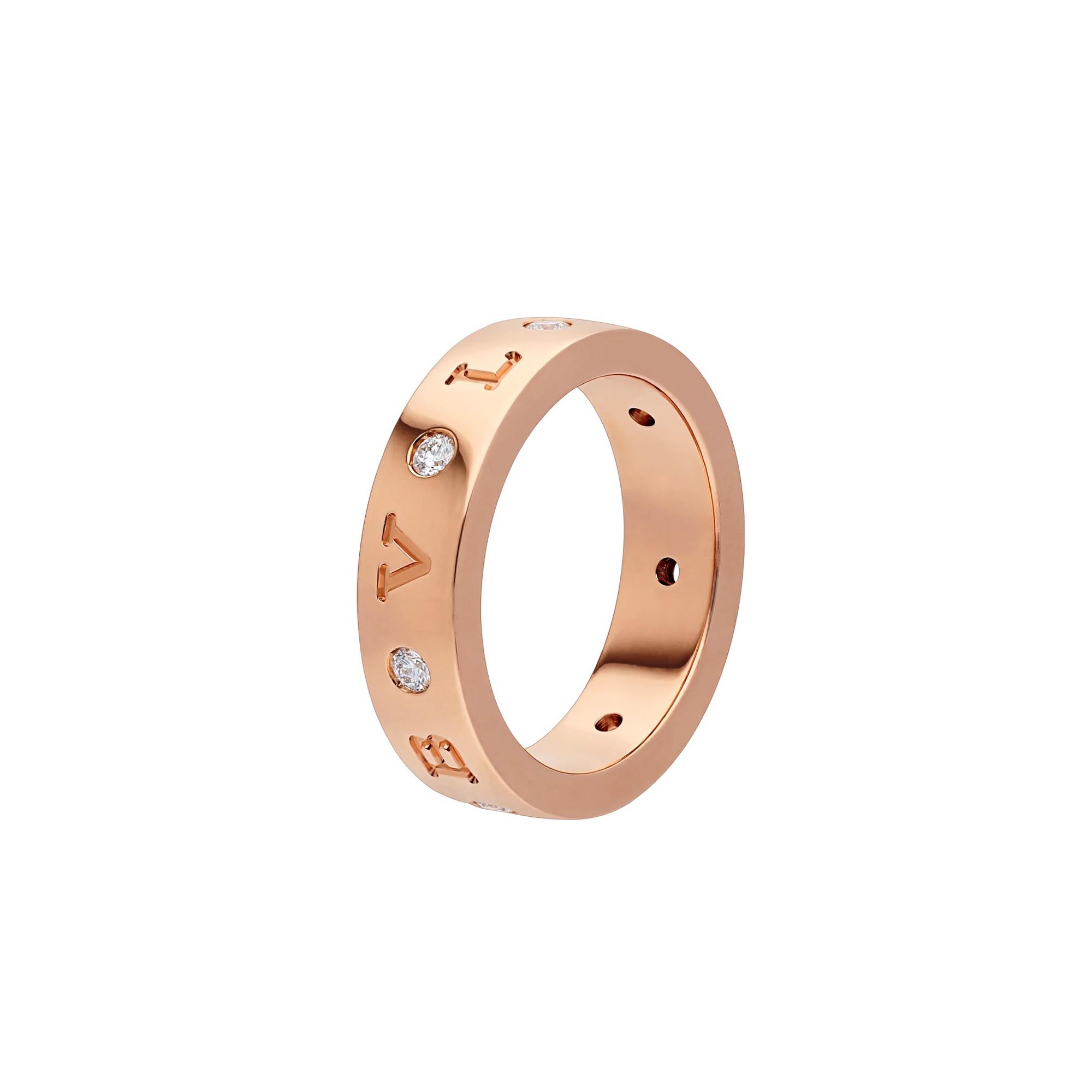 Bvlgari Bvlgari 18k Rose Gold Band with Pave Diamonds