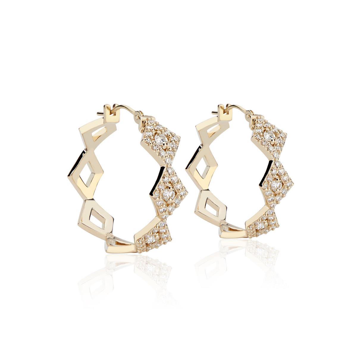 Gigi Ferranti Lucia 14k Yellow Gold Pave Diamond Hoop Earrings