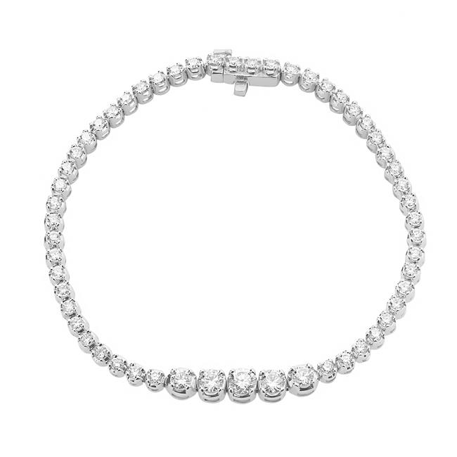 London Collection 18k White Gold Diamond Graduated Bezel Bracelet