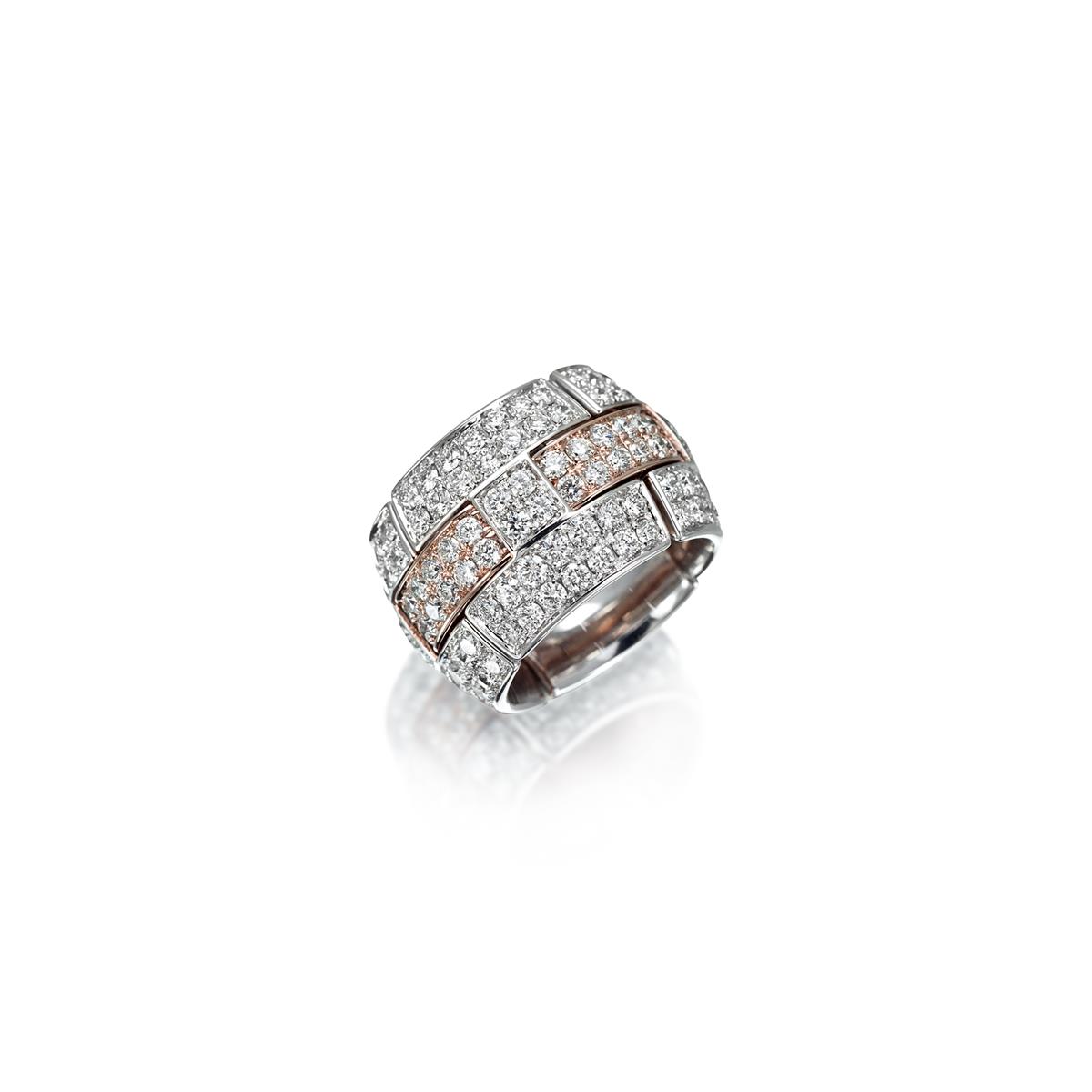 Picchiotti Xpandable 18k White and Rose Gold Pave Diamond Ring