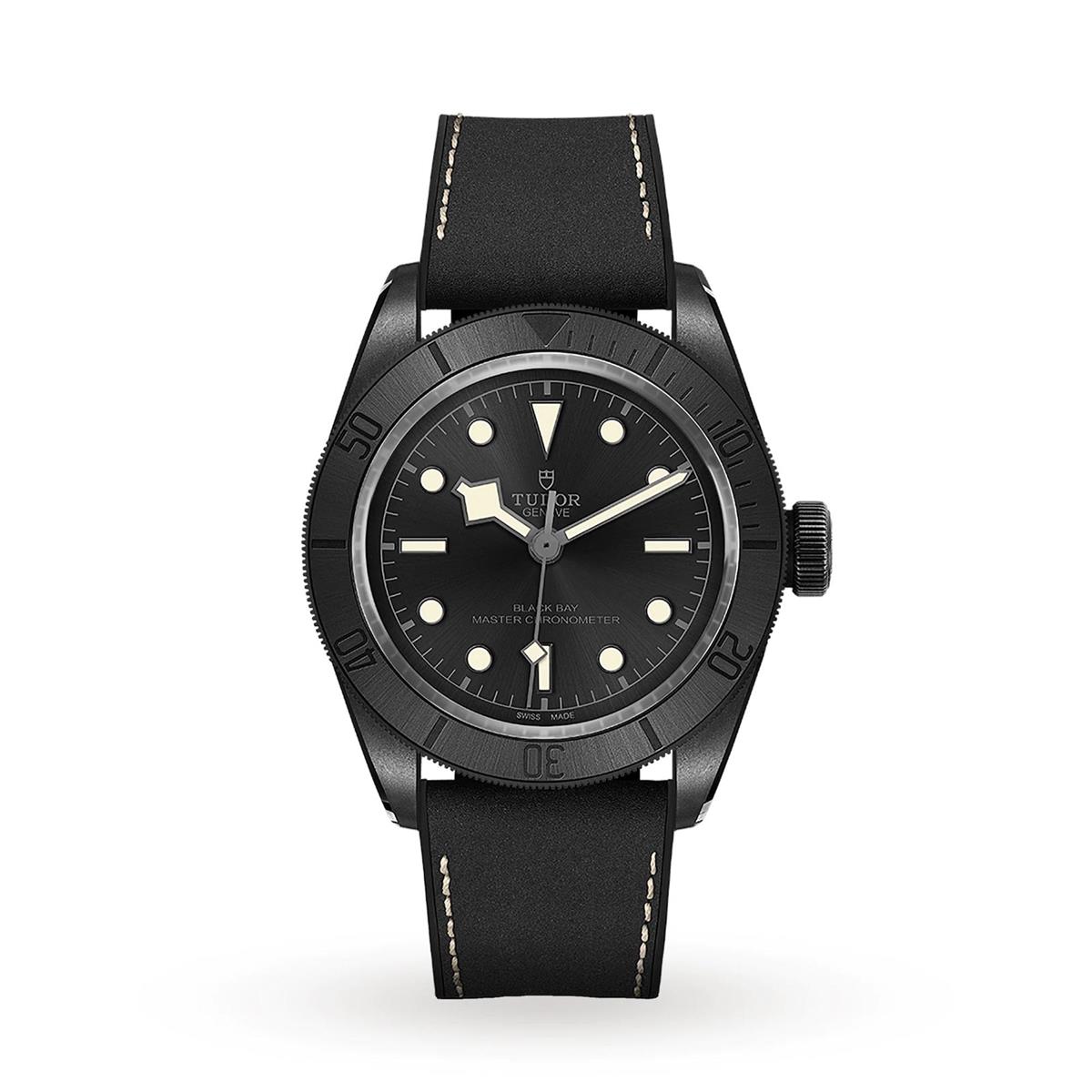 Discover the Tudor Black Bay Ceramic: a 41mm ceramic case paired with a hybrid leather and rubber strap