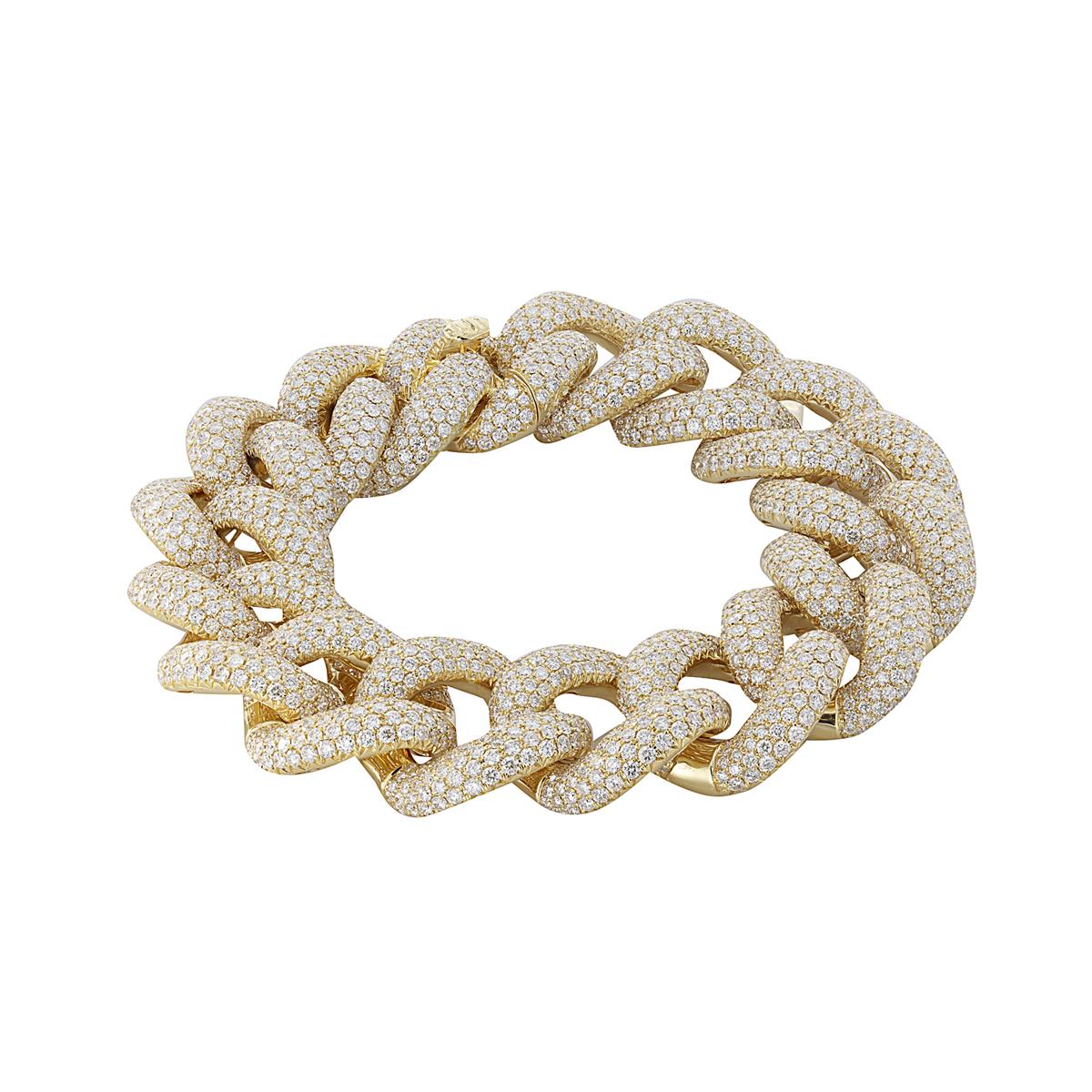 London Collection 18k Yellow Gold Pave Diamond Jumbo Curb Link Bracelet