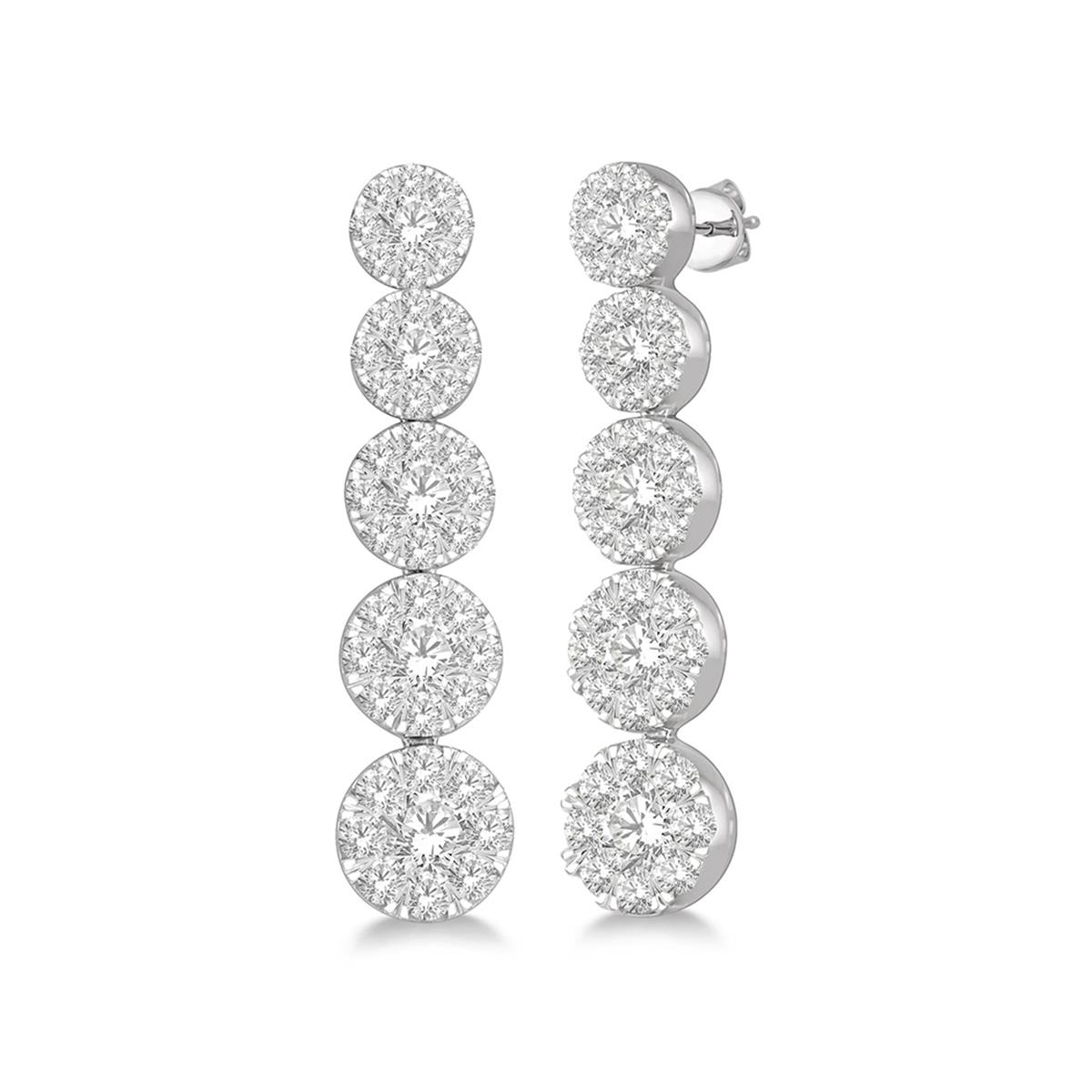 London Collection White Gold Diamond Cluster Drop Earrings