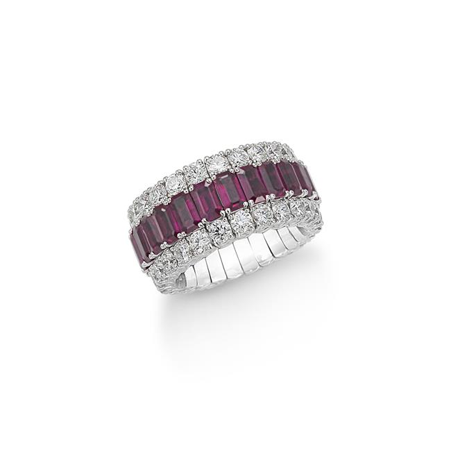 Picchiotti 18k White Gold Ruby and Diamond Flex Ring