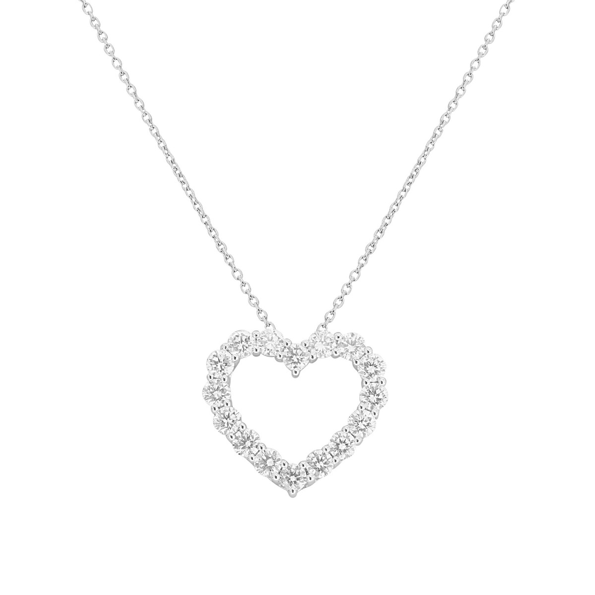 London Collection 14k White Gold Diamond Heart Pendant Necklace