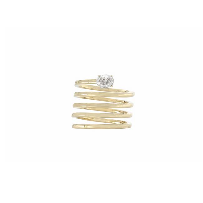 London Collection 14k Yellow Gold Oval Diamond Coil Ring