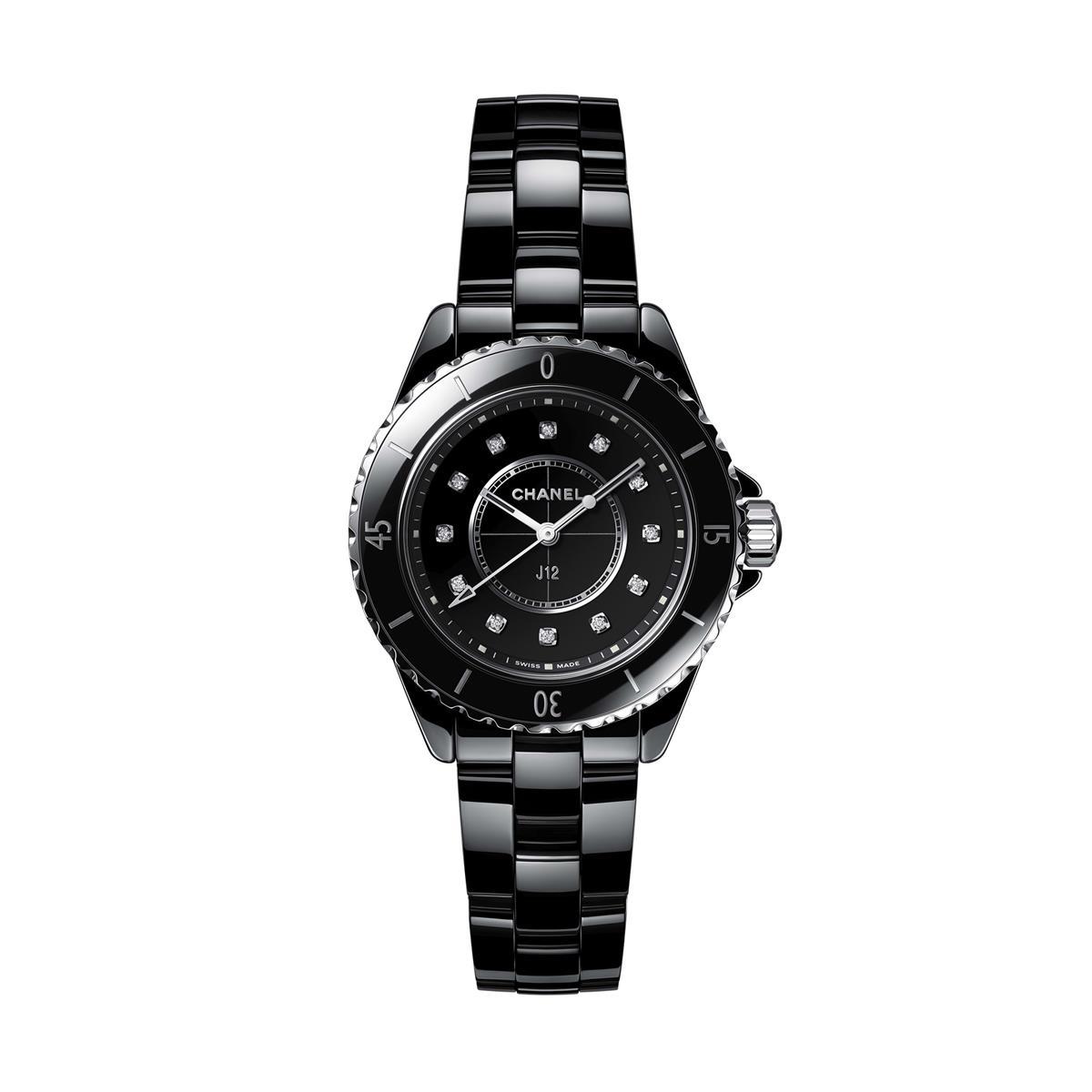 CHANEL J12 33mm Quartz Diamond Black Dial Ladies Watch