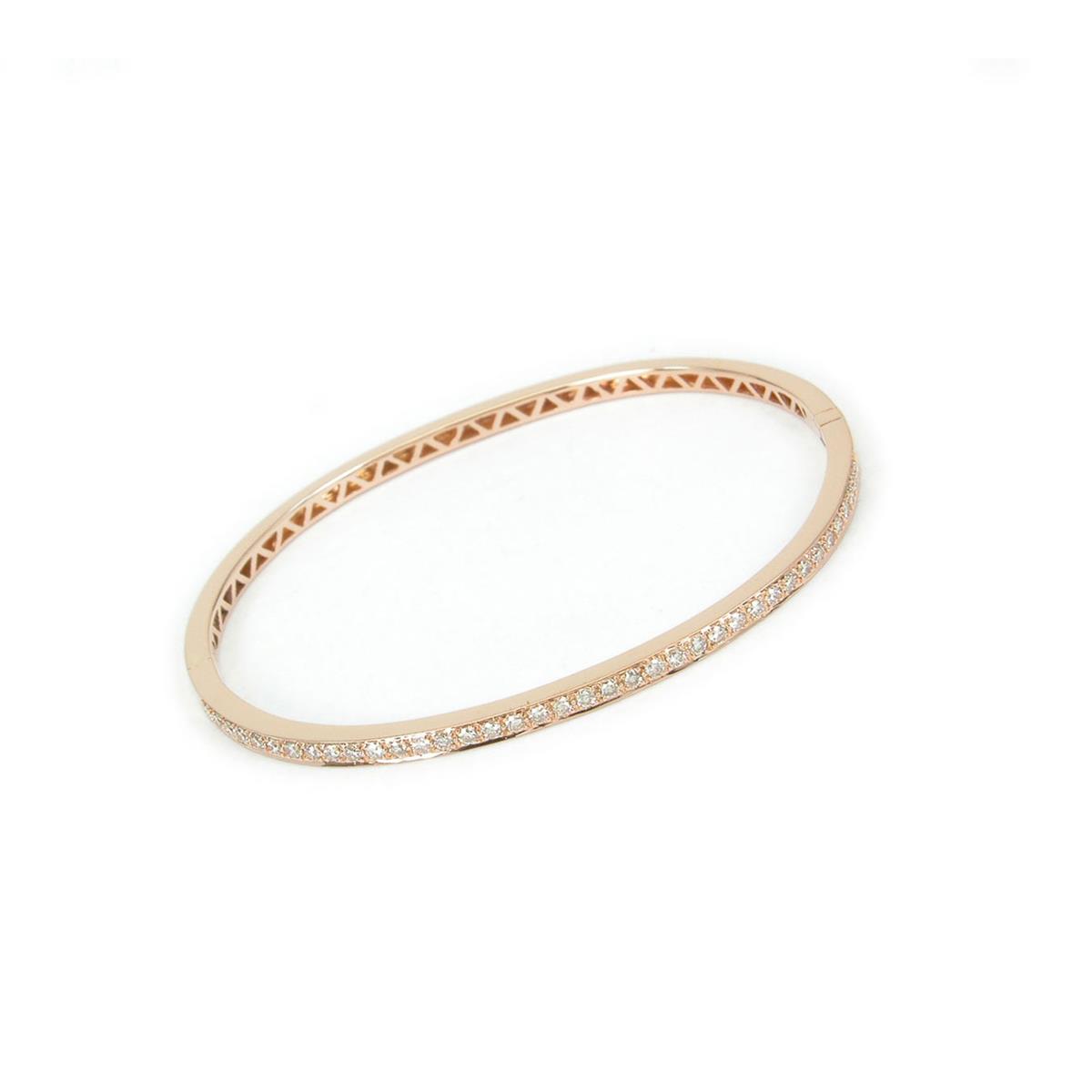 London Collection 18k Rose Gold Diamond Half Way Inline Bangle Bracelet