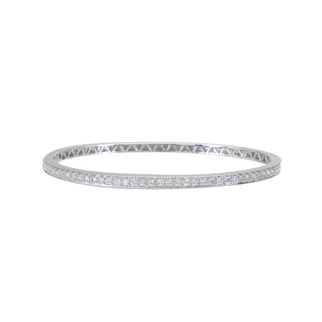 London Collection 18k White Gold Pave Diamond 1/2 Way Inline Bangle