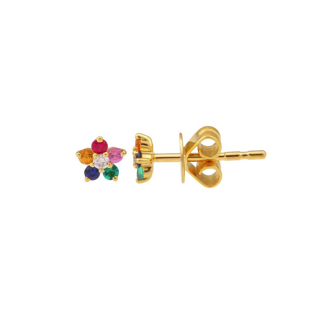 London Collection 14k Diamond and Mixed Color Gemstone Flower Studs