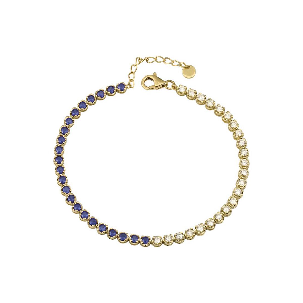 London Collection 14k Yellow Gold Sapphire and Diamond Line Bracelet