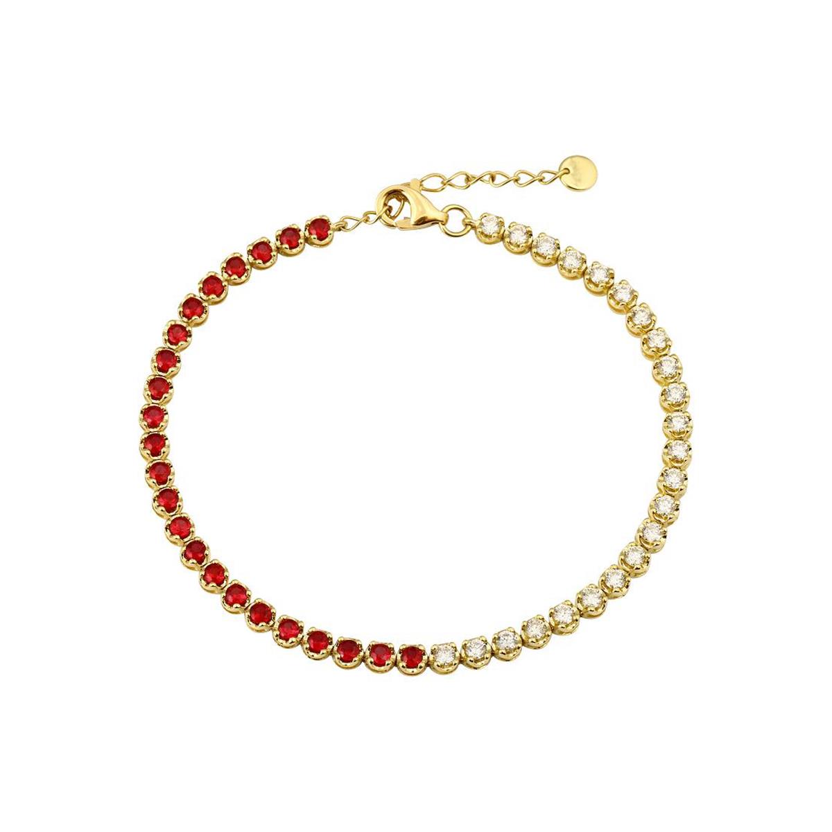 London Collection 14k Yellow Gold Ruby and Diamond Line Bracelet