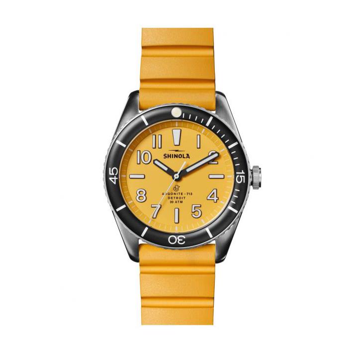 Shinola Duck 3H 42mm Canary Rubber Strap