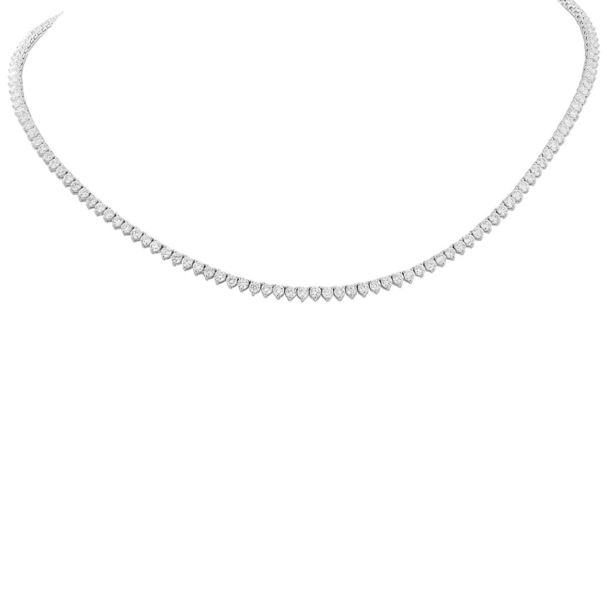 London Collection 14k White Gold Diamond Tennis Necklace 7.91cts