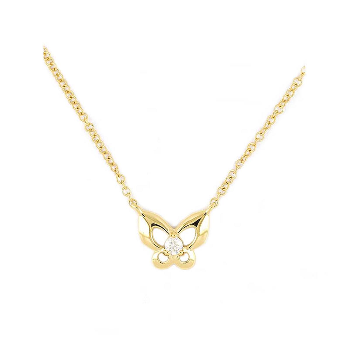 London Collection 14k Yellow Gold Diamond Butterfly Necklace