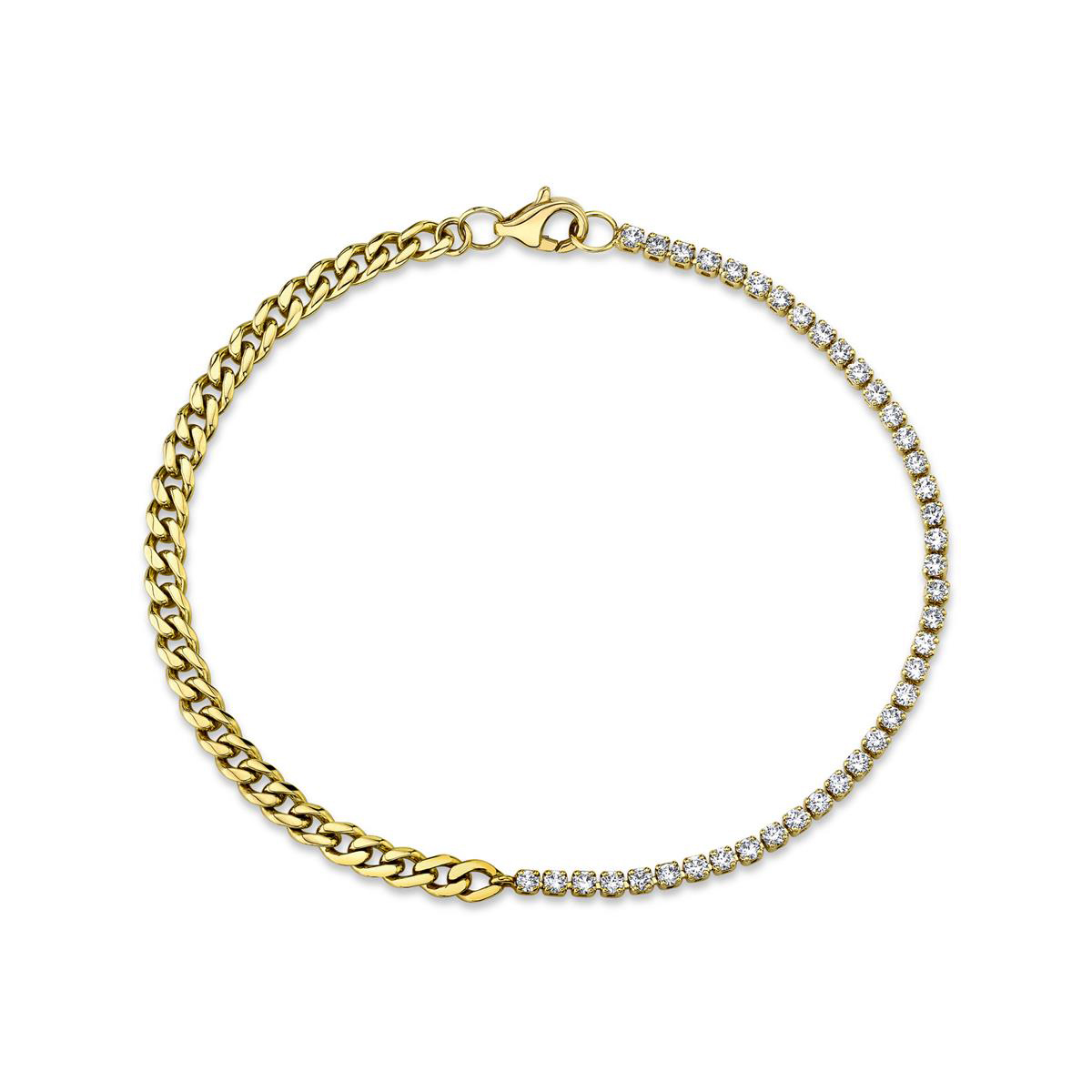 London Collection 14k Half Link Half Diamond Bracelet