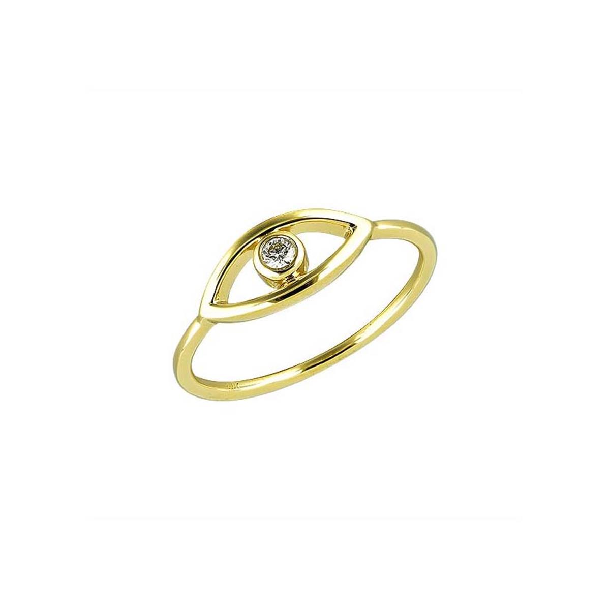 London Collection 14k Gold Bezel Set Diamond Evil Eye Ring