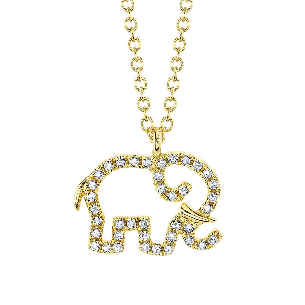 London Collection 14k Gold Diamond Elephant Pendant Necklace