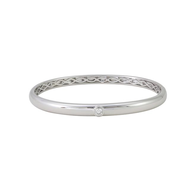 London Collection 18k White Gold Single Diamond Bangle Bracelet