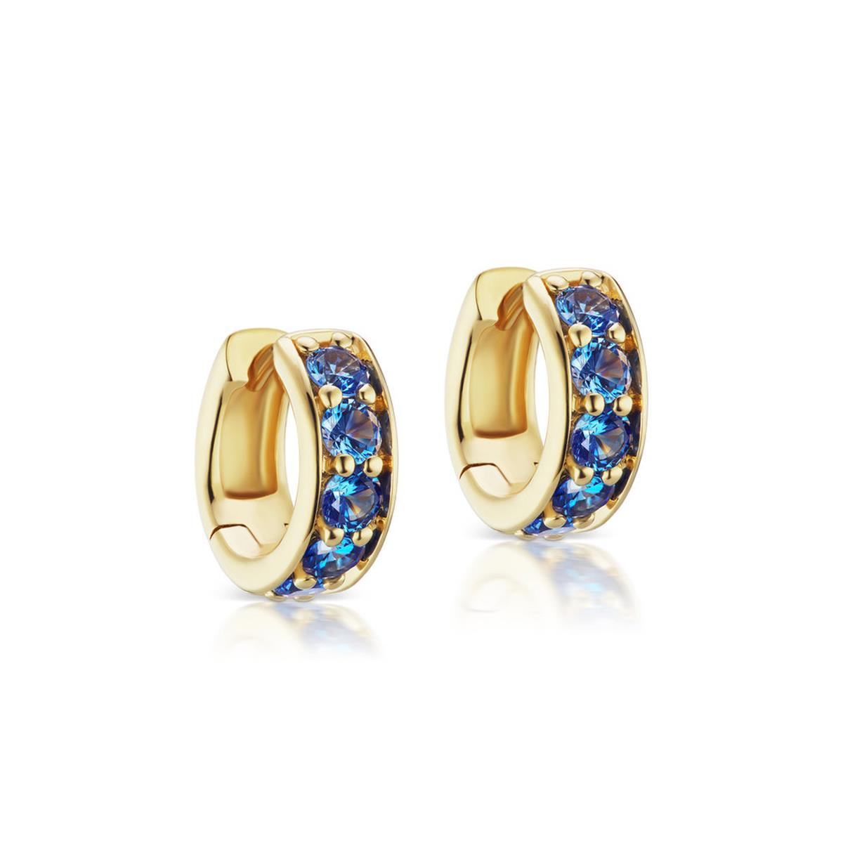 Jane Taylor 14k Blue Sapphire Petite Chubby Hoop Earrings