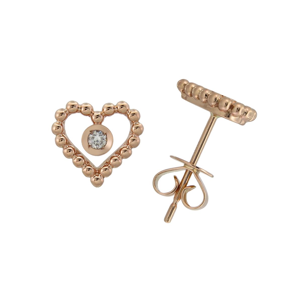 London Collection 18k Gold Beaded Heart Stud Earrings