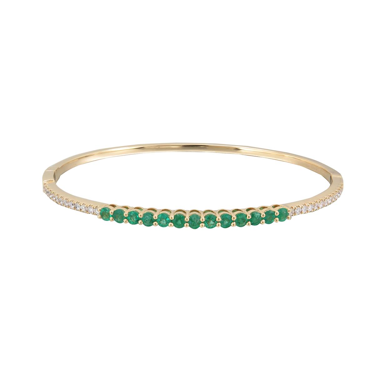 London Collection 18k Yellow Gold Diamond and Emerald Bangle Bracelet