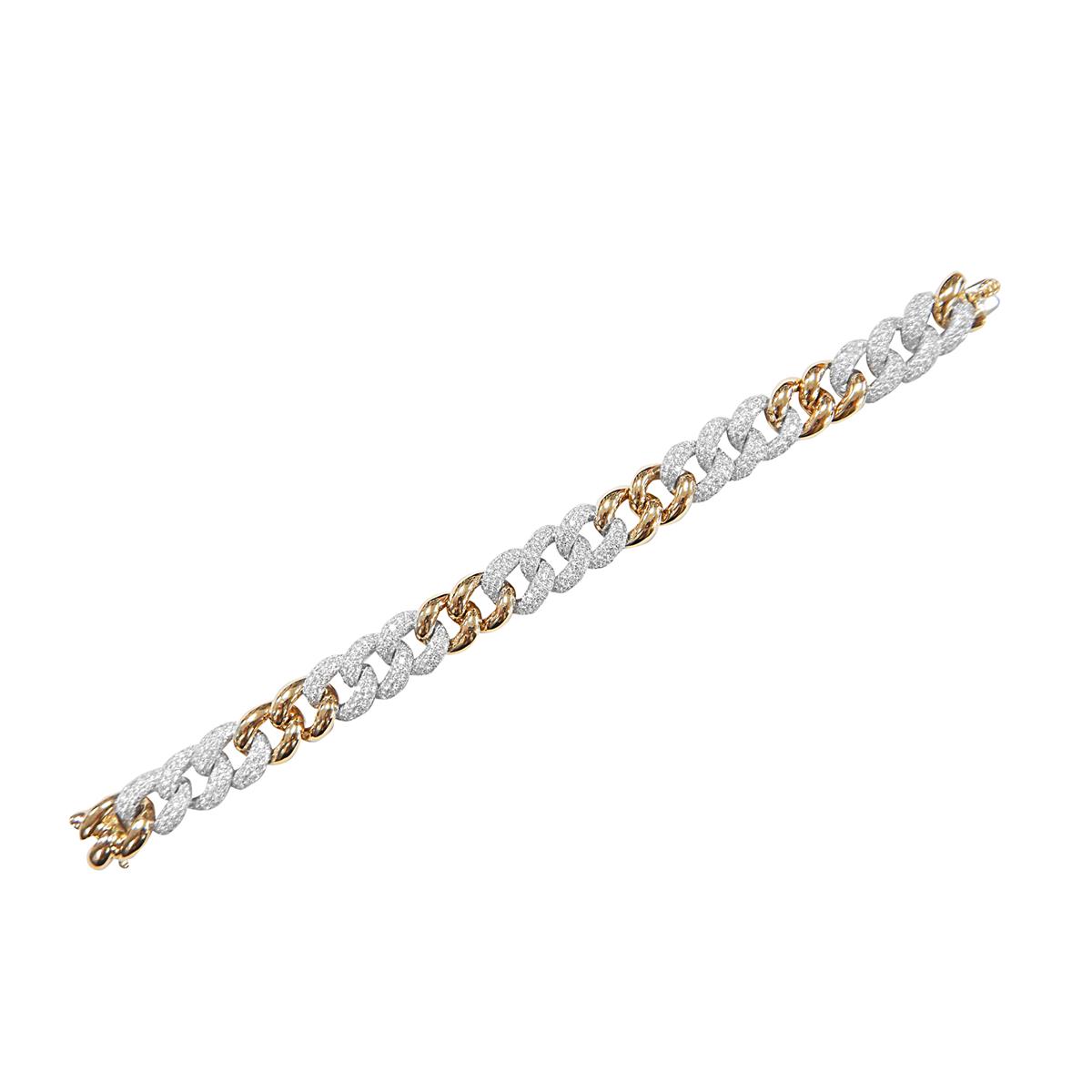 London Collection 18k White and Yellow Gold Alternating Diamond Link Bracelet