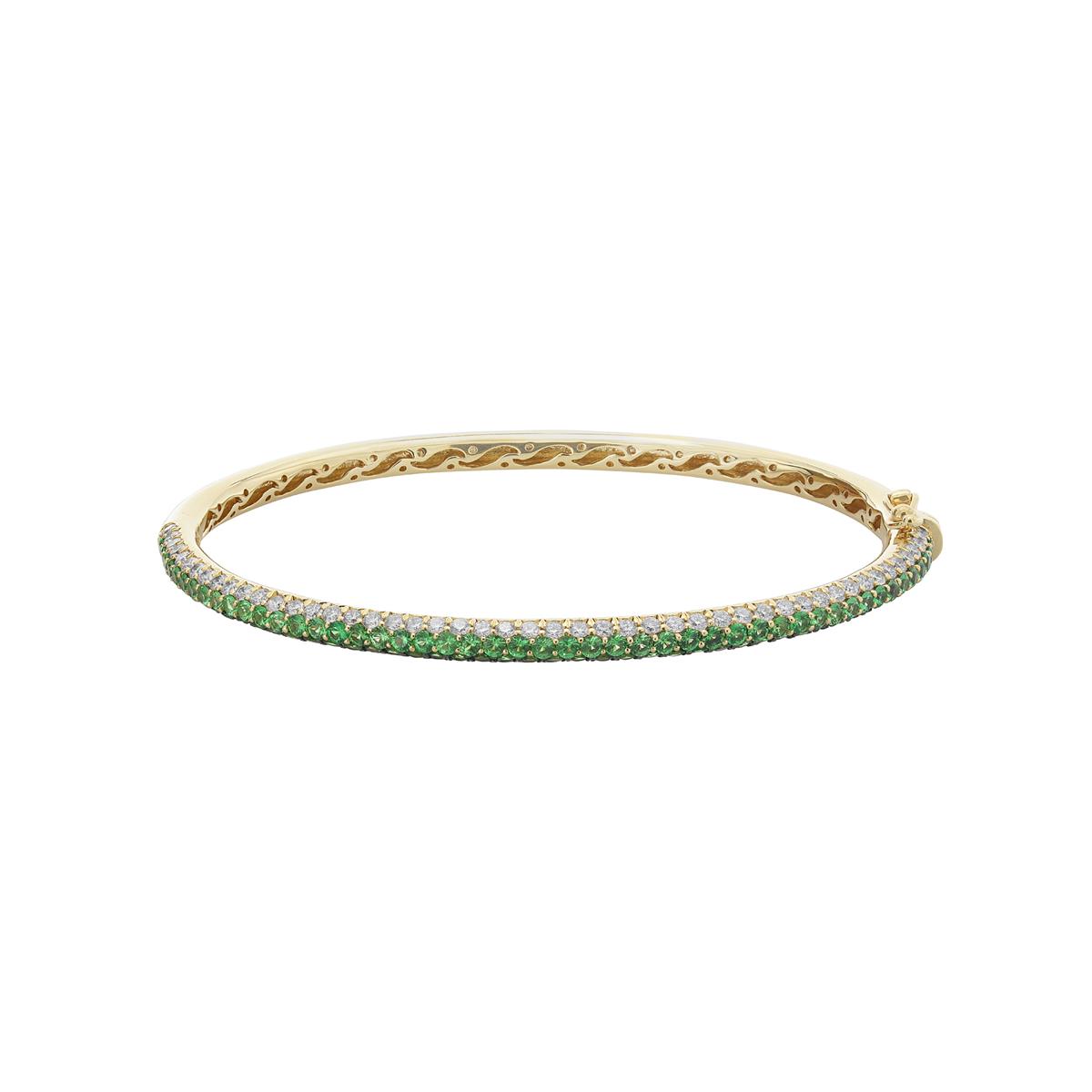 London Collection 18k Yellow Gold Diamond and Tsavorite Bangle Bracelet