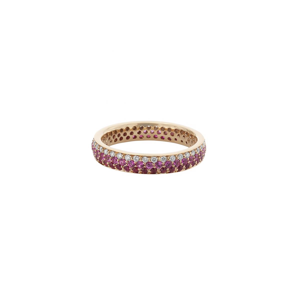 London Collection 18k Rose Gold Pink Sapphire, Ruby and Diamond Band Ring