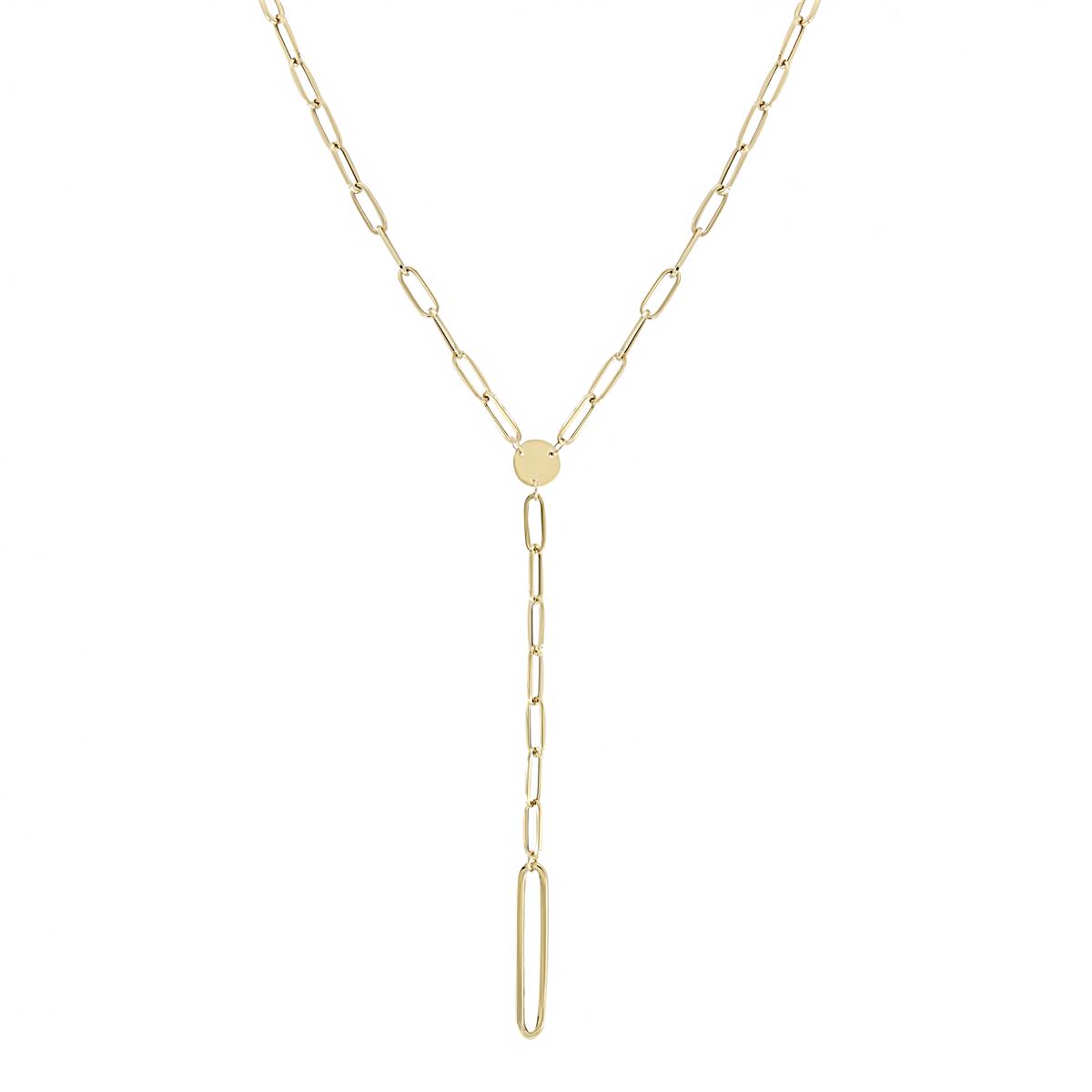 London Collection 14k Yellow Gold Paperclip Lariat Necklace