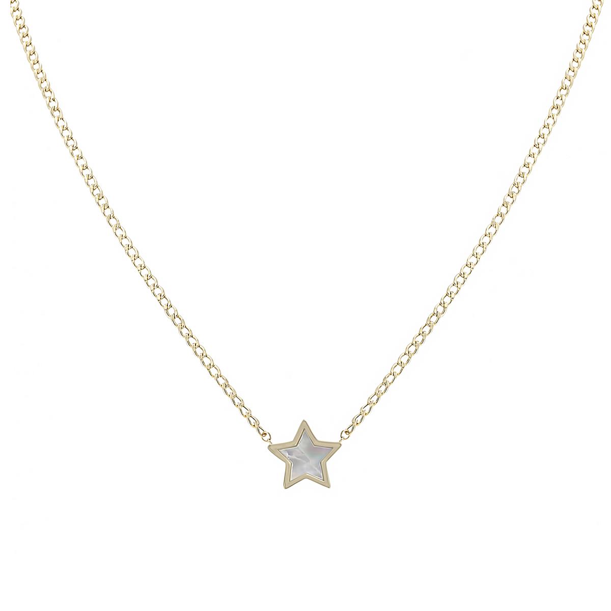 London Collection 14k Yellow Gold Mother of Pearl Star Pendant Necklace