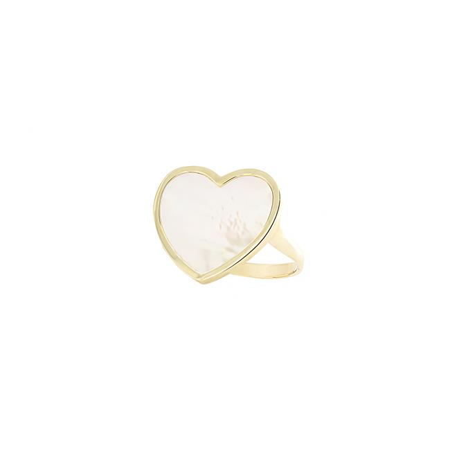 London Collection 14k Yellow Gold Mother of Pearl Large Heart Ring