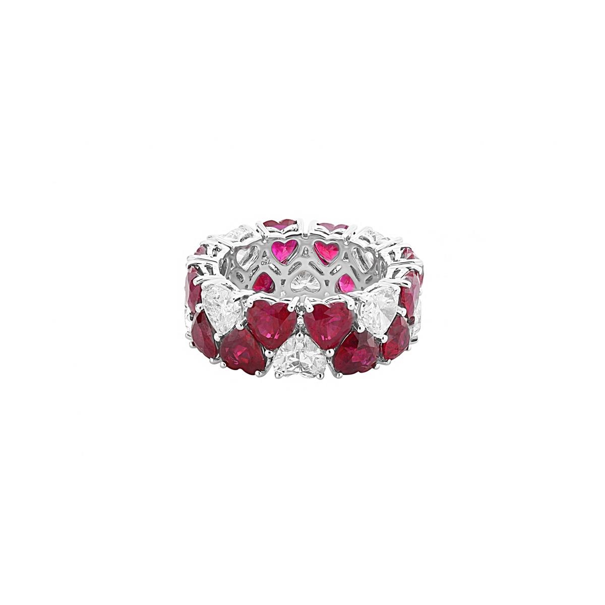 Hearts in rubies and diamonds in an eternity band, is what we call the most PERFECT holiday gift of all