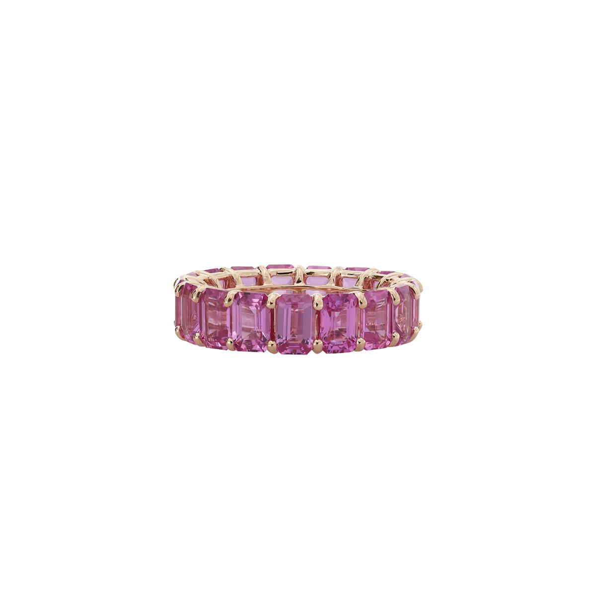 London Collection 18k Rose Gold Emerald Cut Pink Sapphire Eternity Band Ring