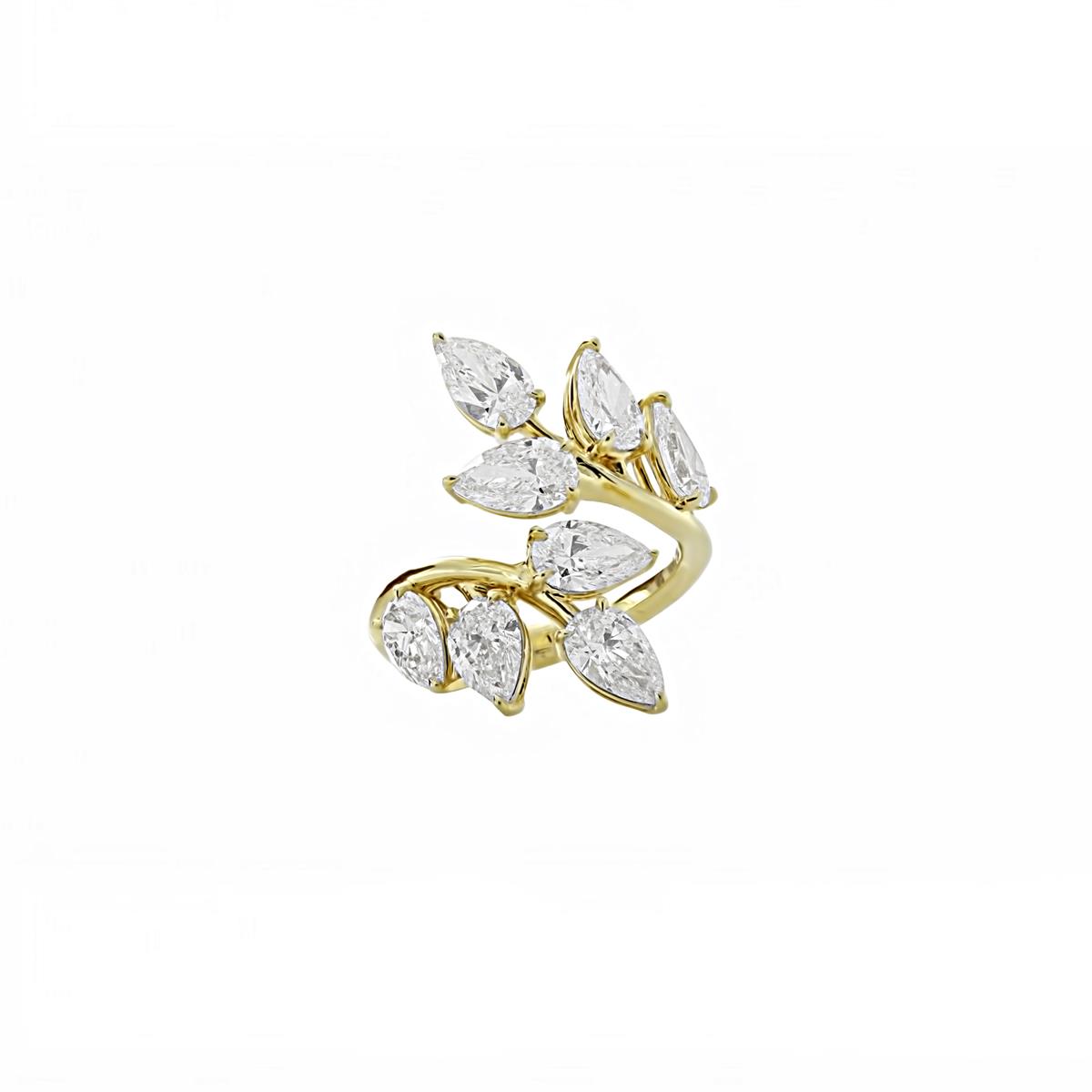 London Collection 18k Yellow Gold Pear Shaped Diamond Branch Ring