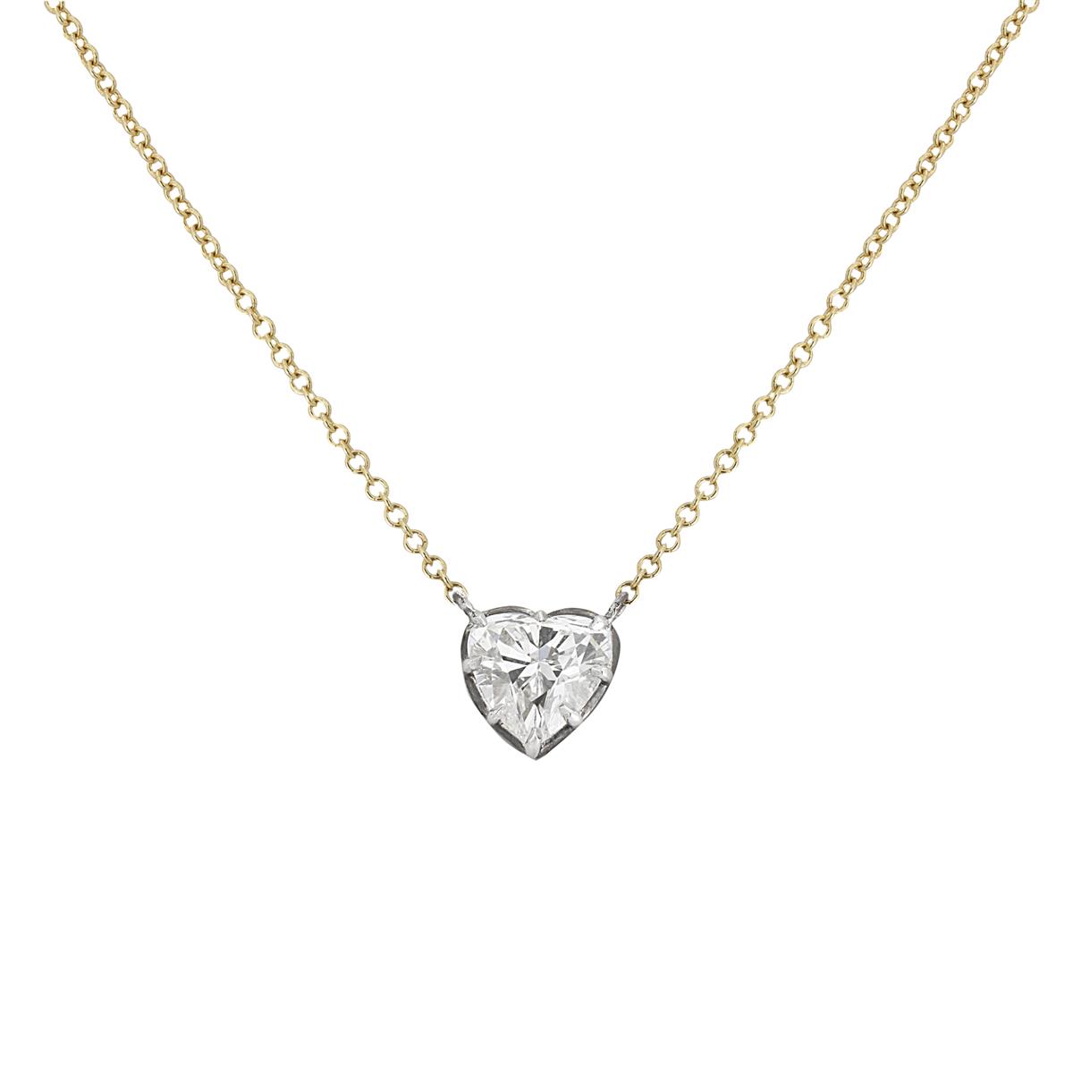 London Collection Platinum and 18k Heart Diamond Pendant Necklace