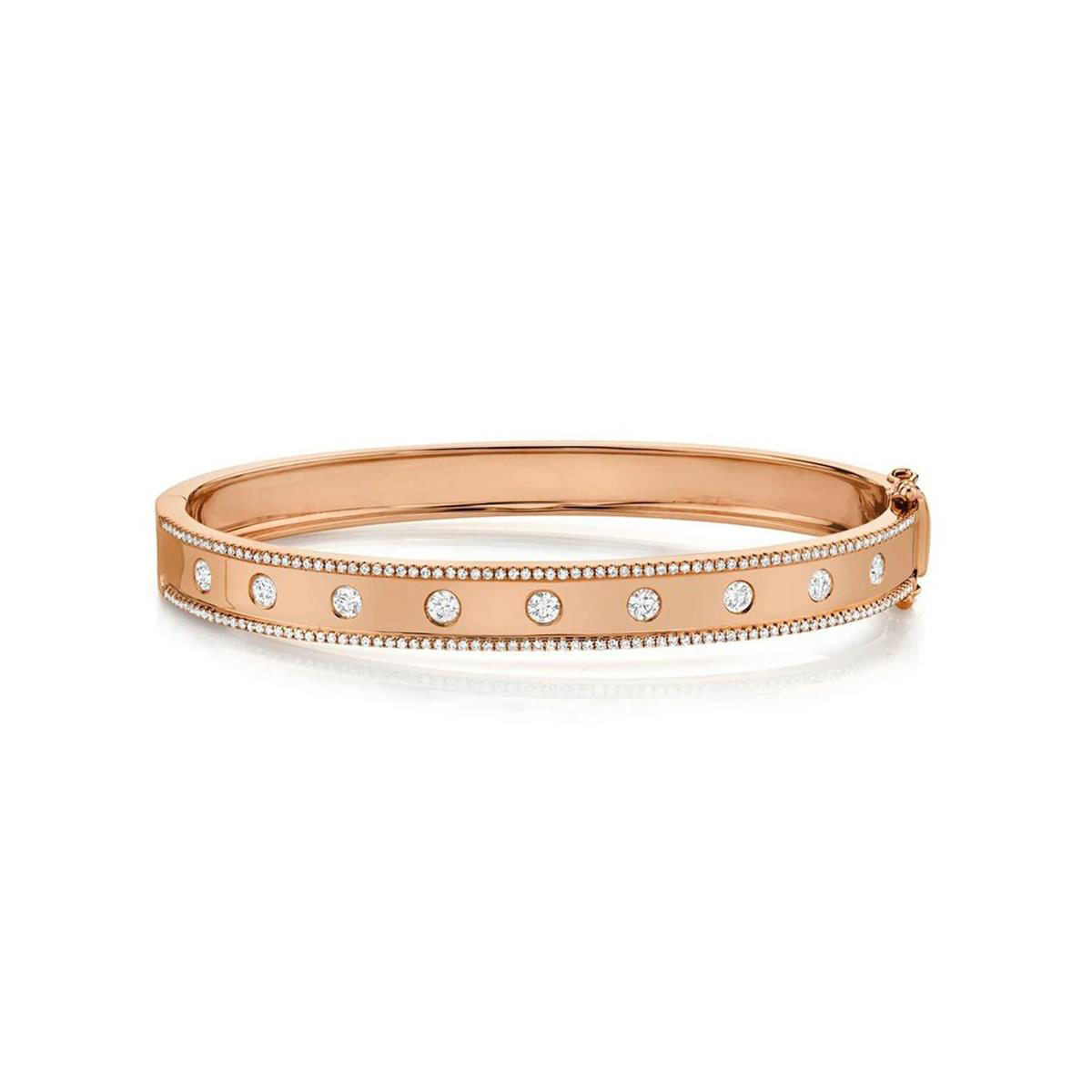 London Collection 14k Rose Gold Diamond Half Way Bangle Bracelet